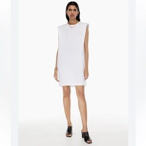 Babaton white cotton shoulder pad t-shirt dress size small